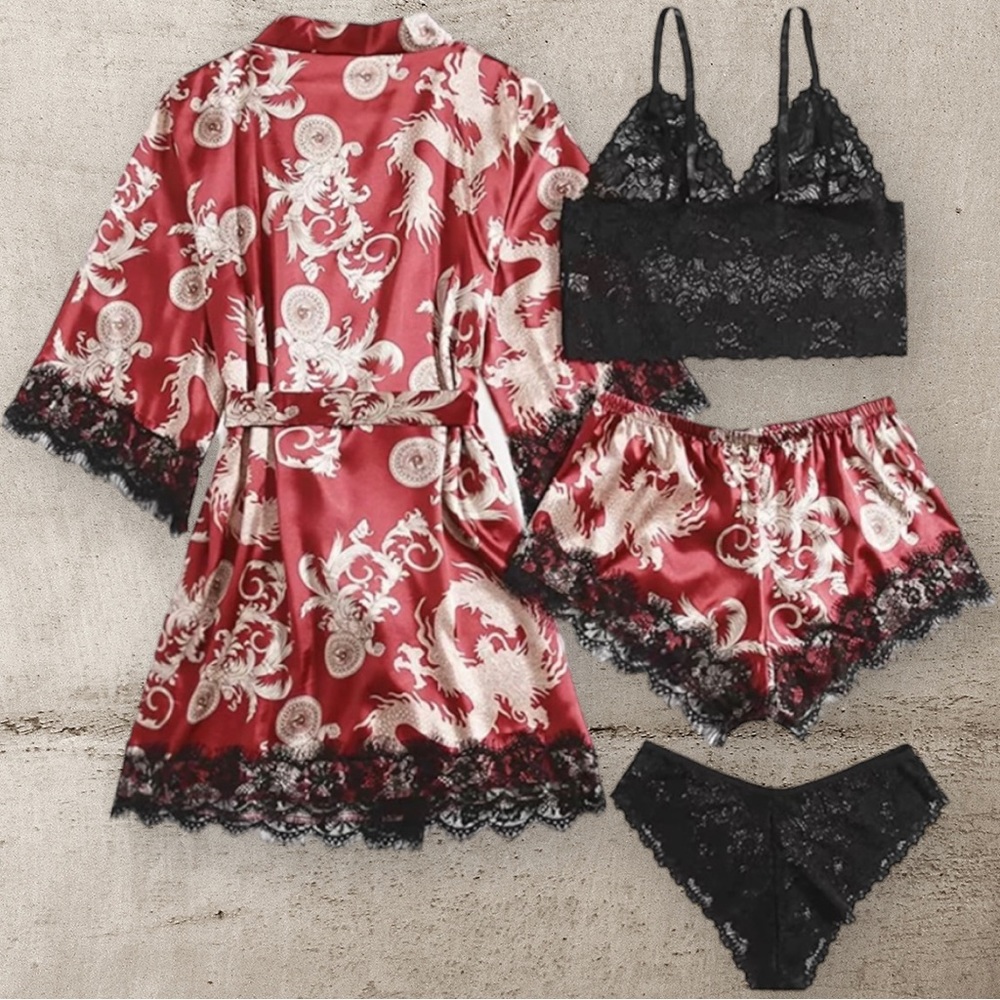 Satin TWO piece set robe and pants only